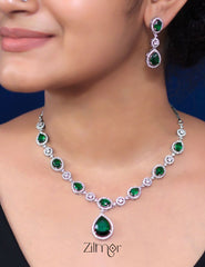 KL101379 - AD Necklace with matching Earrings
