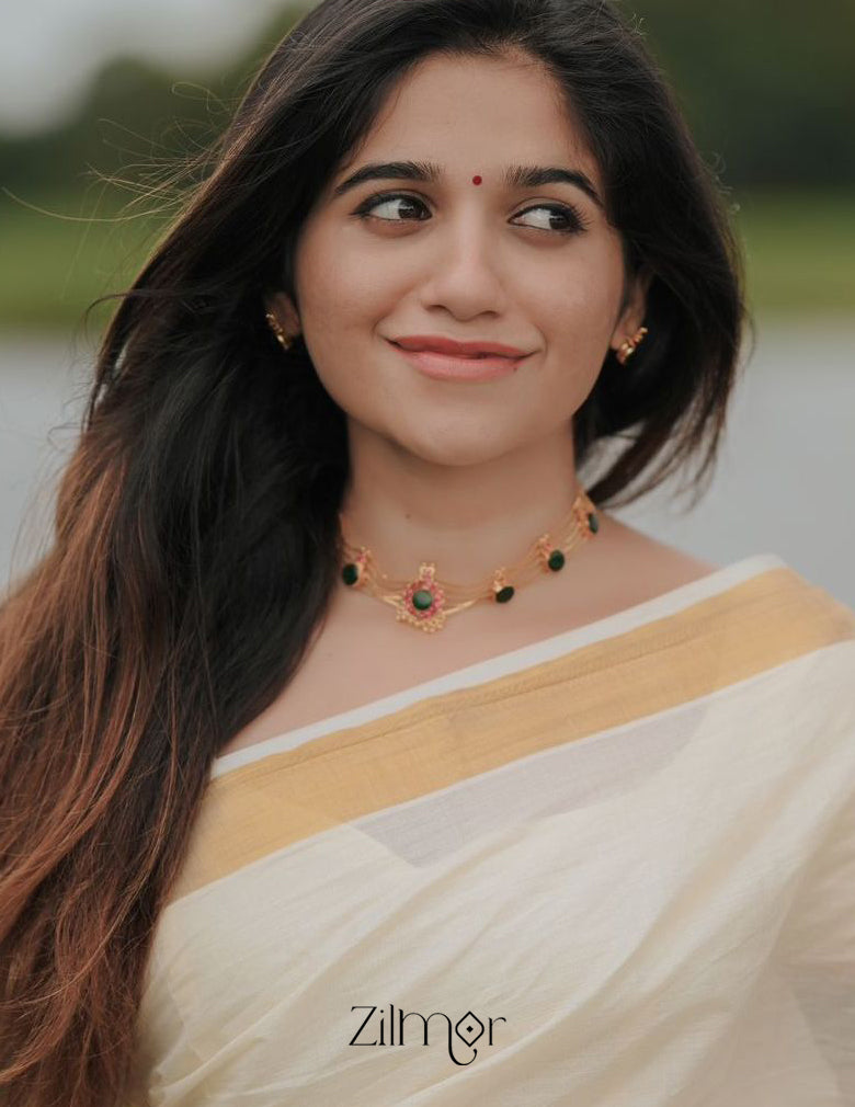 KO101505 - Gold Plated Round Palakka Choker Earring Set 3-Zilmor