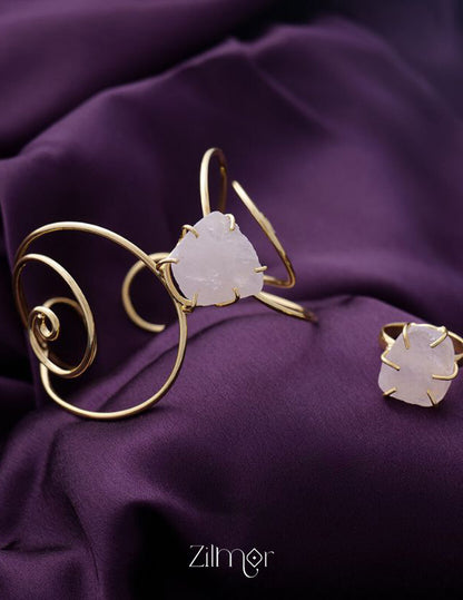 KR200132 - Adjustable Natural Stone Bangle with matching Ring 3-Zilmor