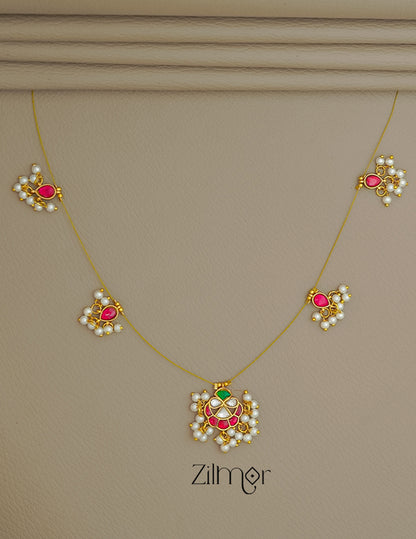 KS1011359- Kemp Pendant Pearl Semi precious Stone Hanging Invisible Necklace 1-Zilmor