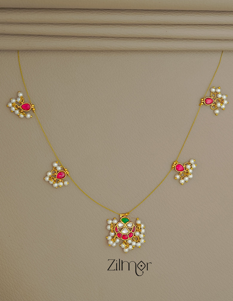 KS1011359- Kemp Pendant Pearl Semi precious Stone Hanging Invisible Necklace