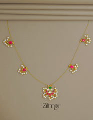 KS1011359- Kemp Pendant Pearl Semi precious Stone Hanging Invisible Necklace
