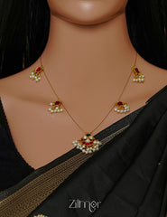 KS1011359- Kemp Pendant Pearl Semi precious Stone Hanging Invisible Necklace