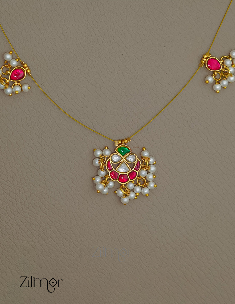 KS1011359- Kemp Pendant Pearl Semi precious Stone Hanging Invisible Necklace