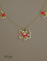 KS1011359- Kemp Pendant Pearl Semi precious Stone Hanging Invisible Necklace