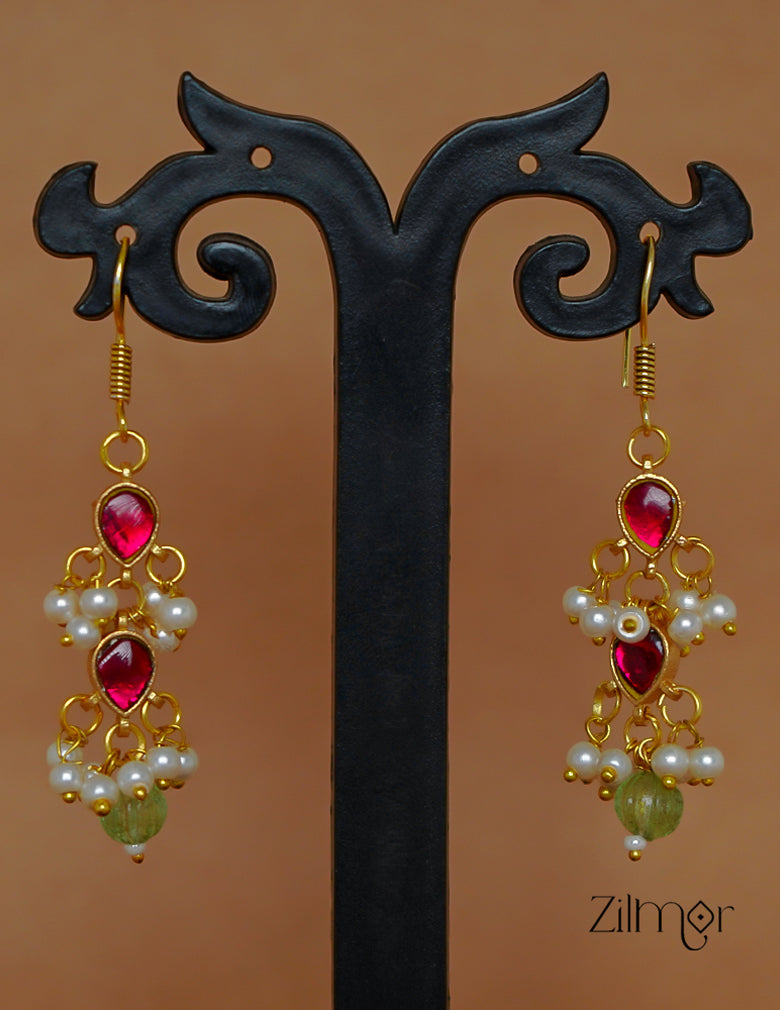 KS1011572-  Pearl  Double Layered Necklace Earrings Set