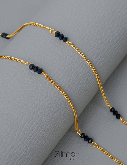 KT1011131 - Gold Toned Black bead pair Anklet 1-Zilmor