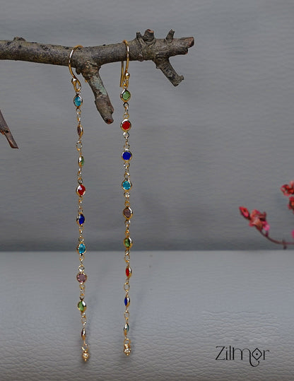 KT1011153 -Gold Semi Precious Stone Long Earrings 3-Zilmor