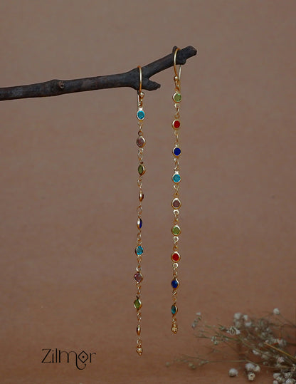 KT1011153 -Gold Semi Precious Stone Long Earrings 1-Zilmor