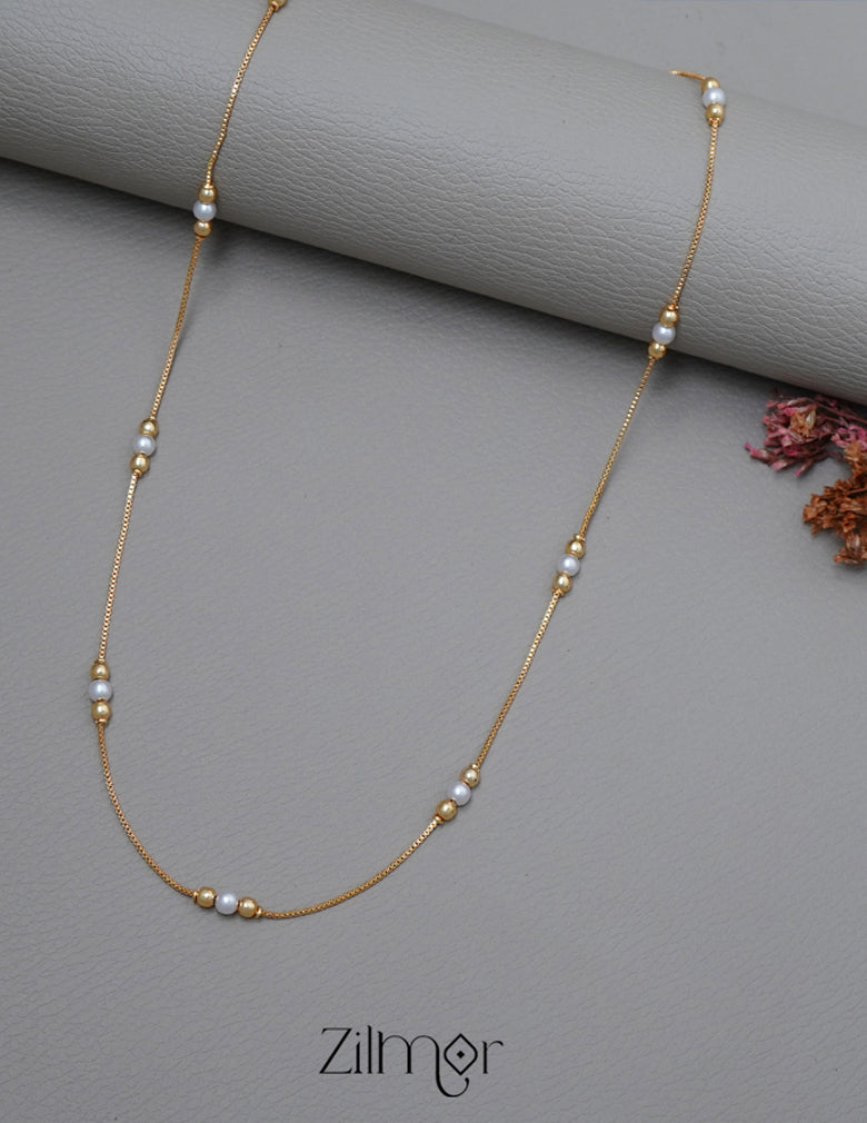 KT1011418 - Gold toned Simple Pearl Necklace