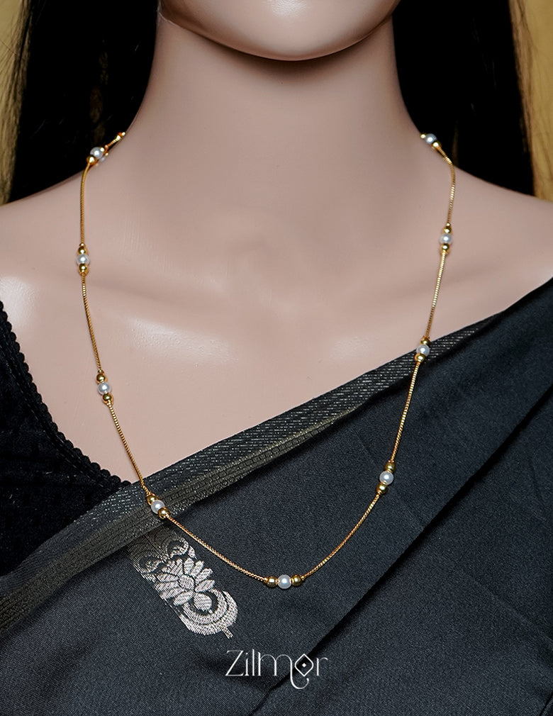 KT1011418 - Gold toned Simple Pearl Necklace