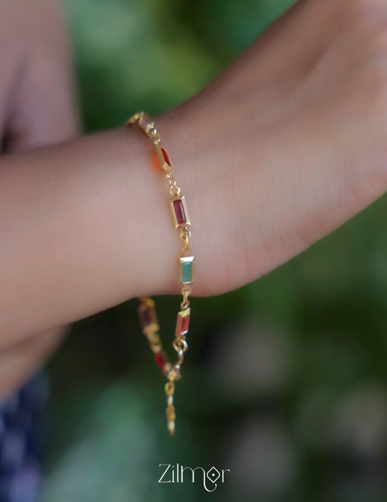 KT1011540 - Anti Tarnish Multi colour Stone  Bracelet 1-Zilmor