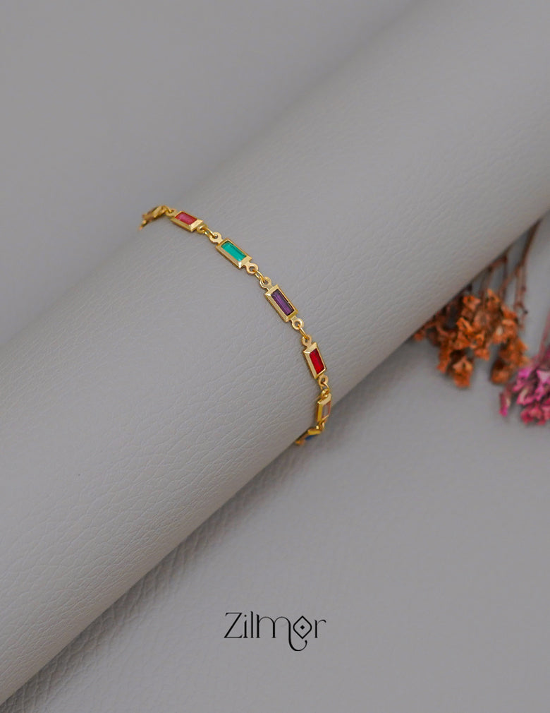 KT1011540 - Anti Tarnish Multi colour Stone  Bracelet 2-Zilmor