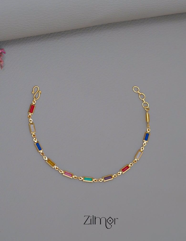 KT1011540 - Anti Tarnish Multi colour Stone  Bracelet 3-Zilmor