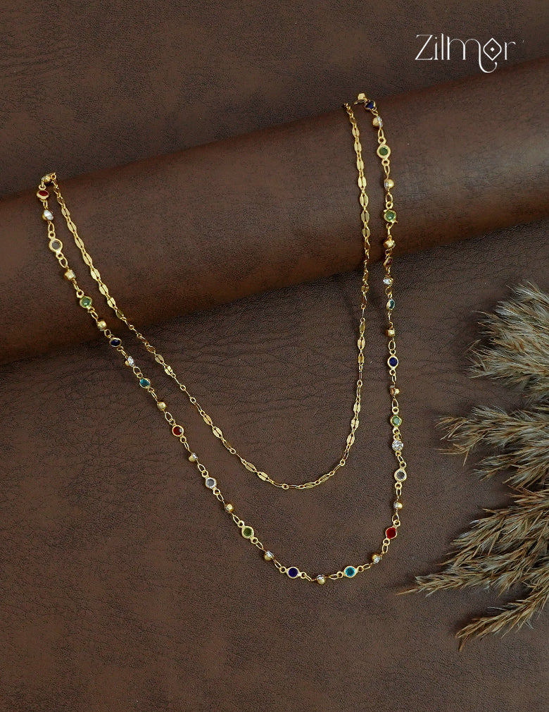 KT1011544 - Gold Tone Semi Precious stone Layered Necklace