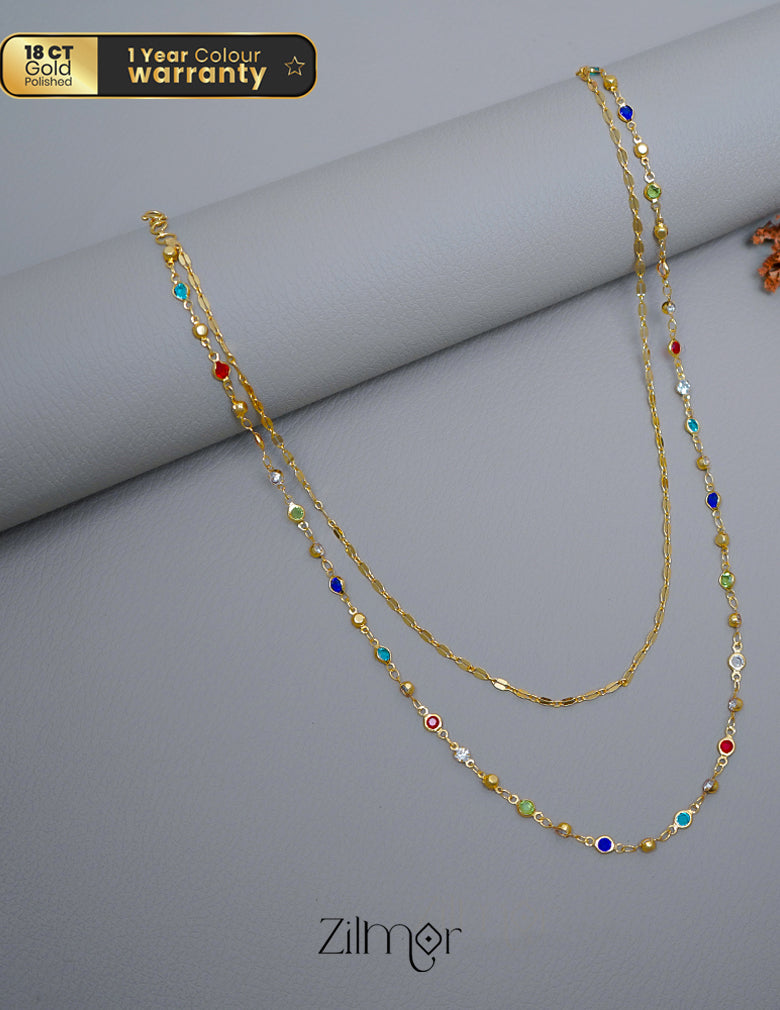 KT1011544 - Gold Tone Semi Precious stone Layered Necklace 2-Zilmor