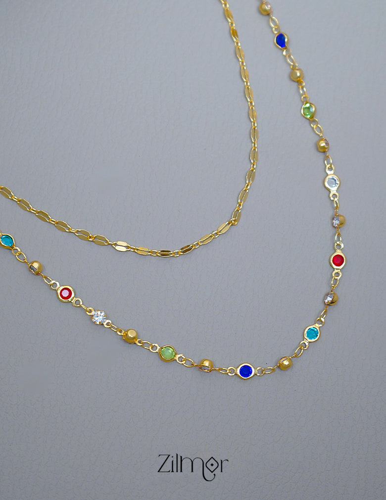 KT1011544 - Gold Tone Semi Precious stone Layered Necklace 4-Zilmor