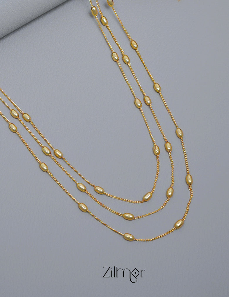 KT1011550 - Gold toned Triple Layered  Necklace 4-Zilmor
