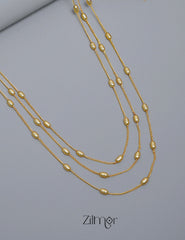 KT1011550 - Gold toned Triple Layered  Necklace 4-Zilmor