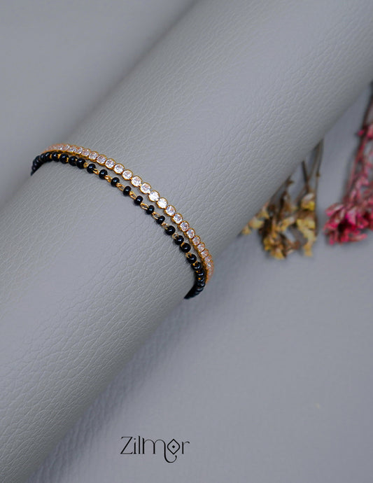 KT1011559 - Gold Toned AD Stone with Mangalsutra  Bracelet