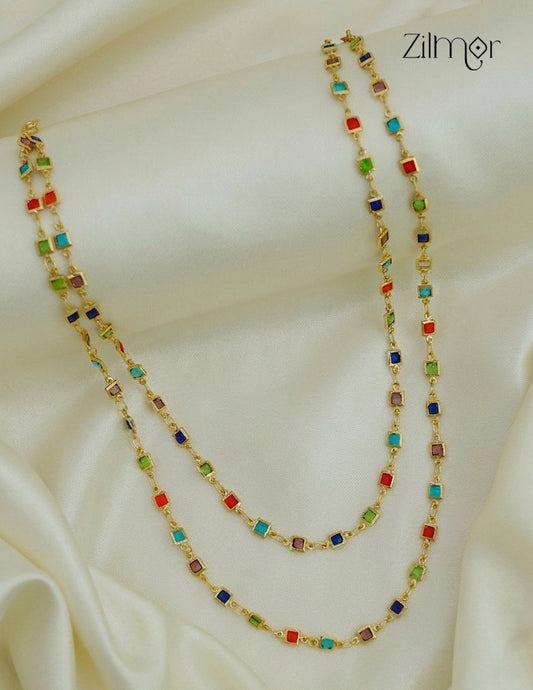 KT1011678 - Semi Precious Stone double layer Long Necklace (color option)