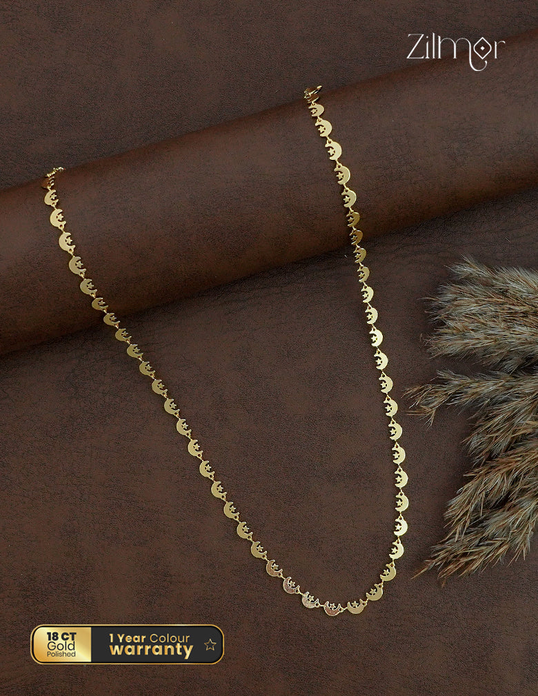 KT1011683- Gold toned Simple Star Moon Chain Necklace