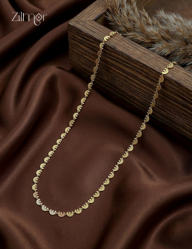 KT1011683- Gold toned Simple Star Moon Chain Necklace