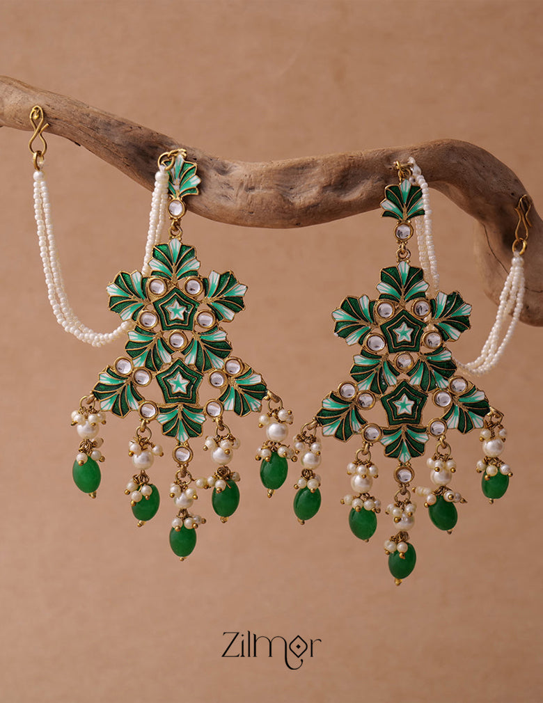 KV200117  Handcrafted Metal Earrings with Chain 1-Zilmor