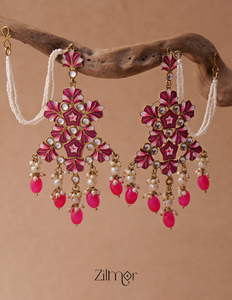 KV200117  Handcrafted Metal Earrings with Chain 2-Zilmor