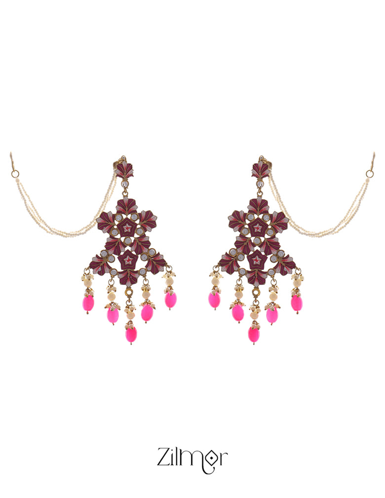 KV200117  Handcrafted Metal Earrings with Chain 3-Zilmor