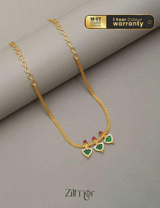 KY101151 - Simple Three Petals Palakka Necklace