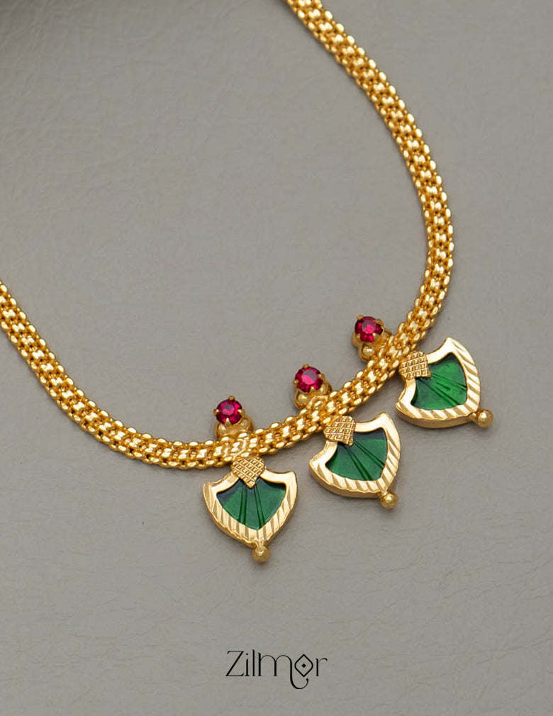 KY101151 - Simple Three Petals Palakka Necklace 3-Zilmor