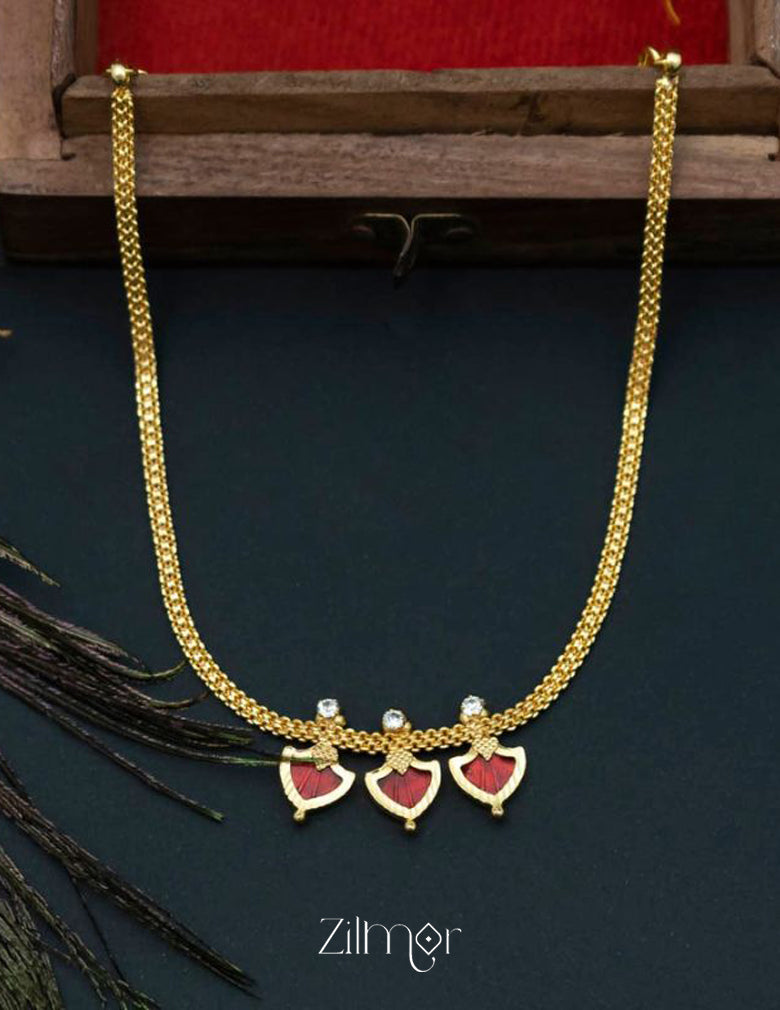 KY101151 - Simple Three Petals Palakka Necklace 6-Zilmor