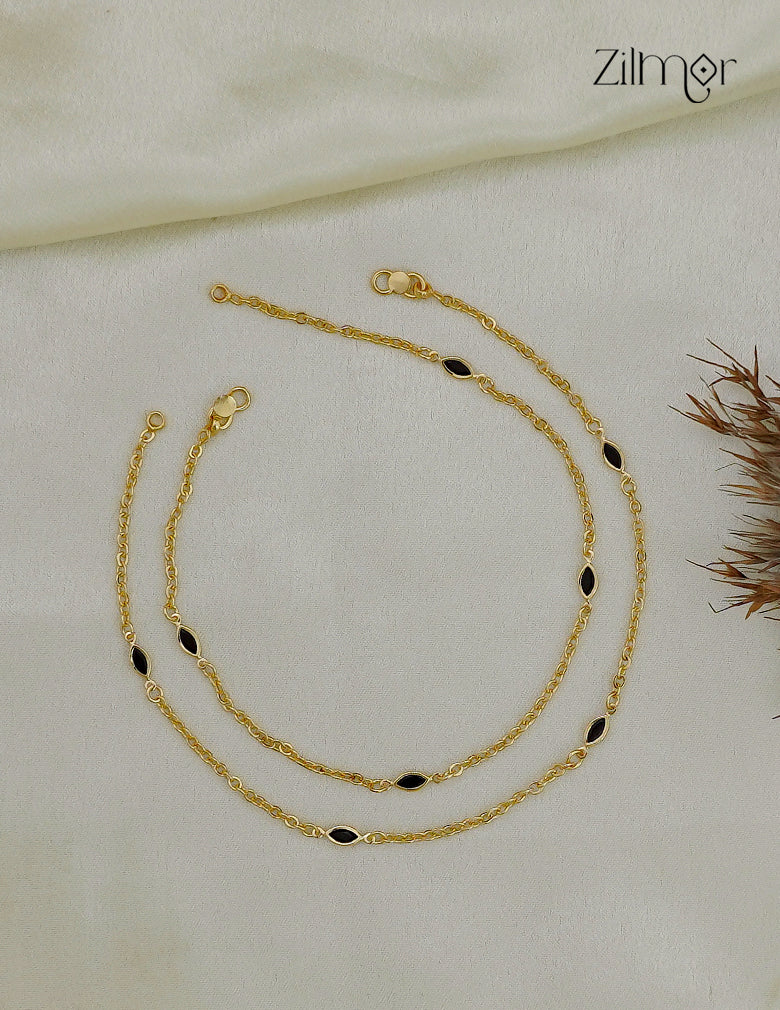KY1012774 18K Gold Toned Semi Precious Stone Pair Anklet