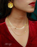 KY101480 Anti Tarnish Leaf design Layered Chain Necklace 4-Zilmor
