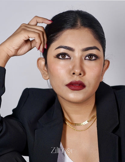 KY101480 Anti Tarnish Leaf design Layered Chain Necklace 5-Zilmor