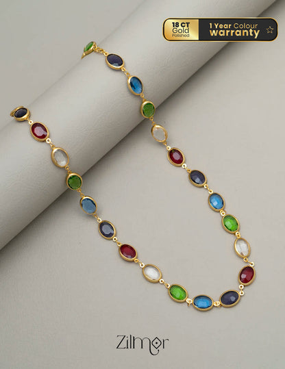 KY101482 -  Multi Color Semi Precious Stone Long Necklace 1-Zilmor