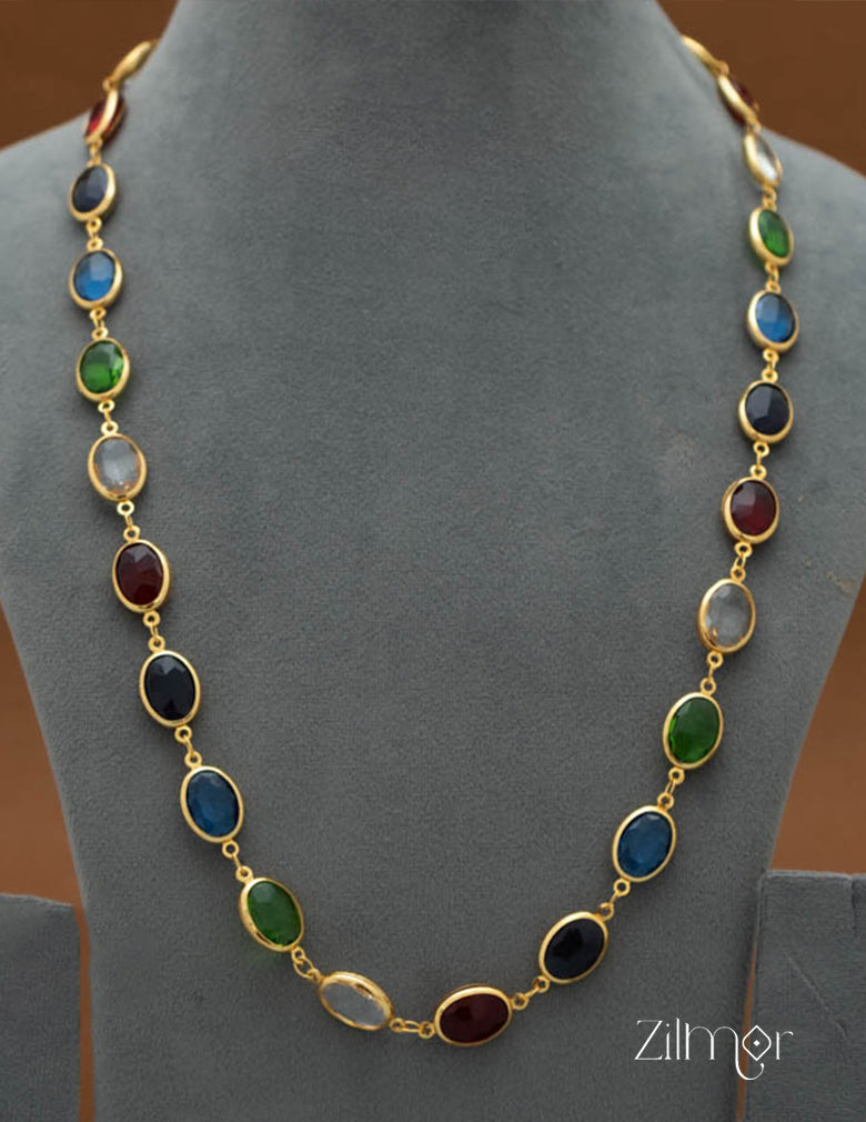 KY101482 -  Multi Color Semi Precious Stone Long Necklace 3-Zilmor