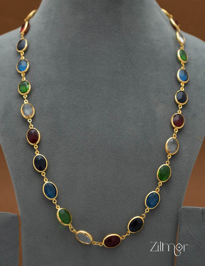KY101482 -  Multi Color Semi Precious Stone Long Necklace 3-Zilmor
