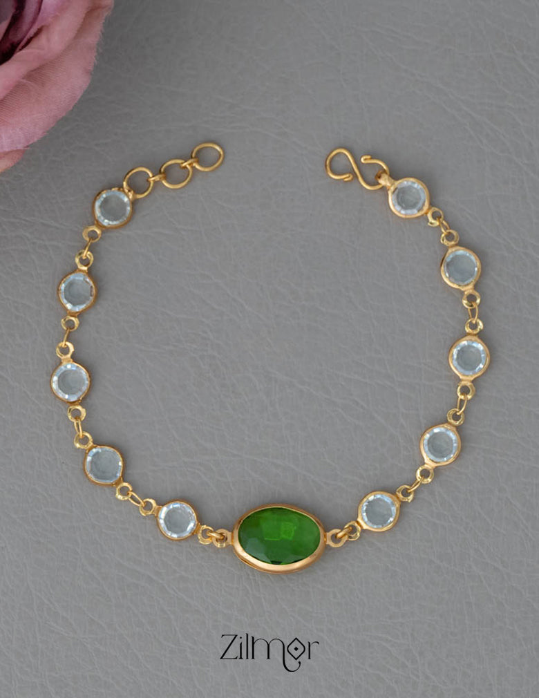 KY101906 - Gold Toned  Glossy Stone Bracelet 2-Zilmor