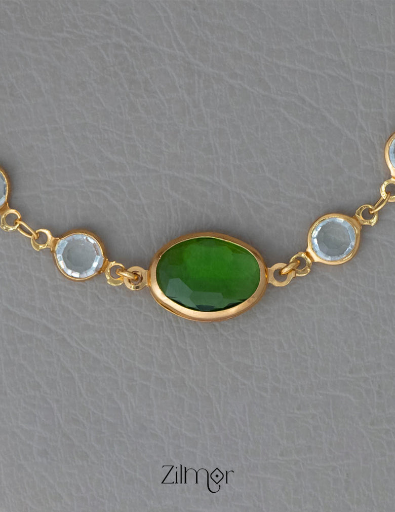 KY101906 - Gold Toned  Glossy Stone Bracelet 3-Zilmor