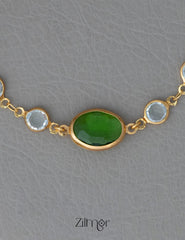 KY101906 - Gold Toned  Glossy Stone Bracelet 3-Zilmor