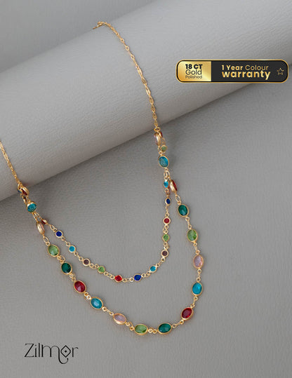KY101994 - Simple AD Stone Double layer Necklace 1-Zilmor