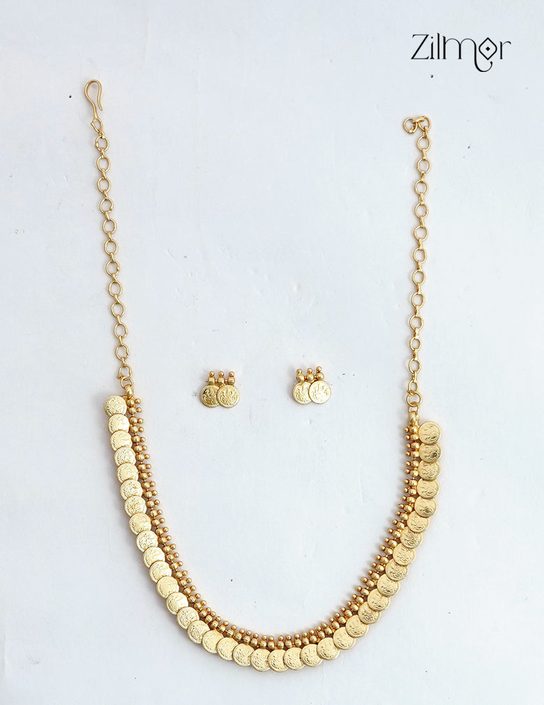 Kaashu Lakshmi Coin Choker Necklace Set with Earrings - CL1012730