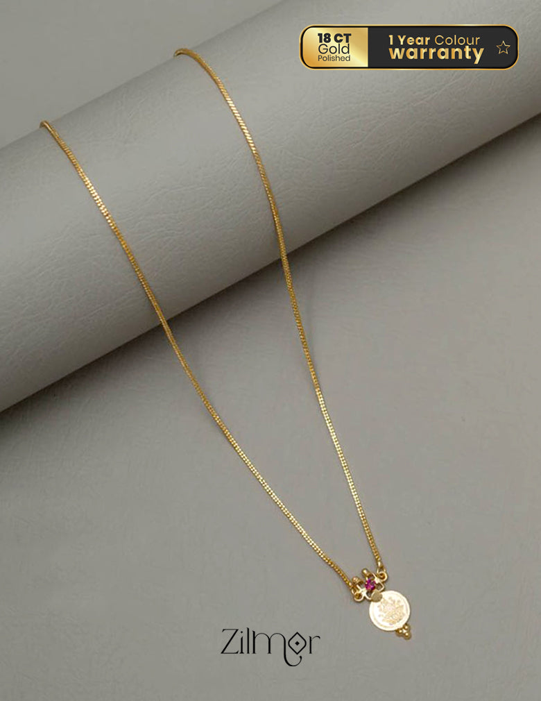 KY1011764 - Gold Tone pair Anklet & Kaashu Pendant Solitaire Necklace Combo 4-Zilmor