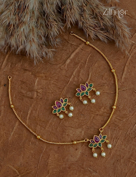 Kemp Lotus Pendant Necklace & Earrings Set - SN1012378