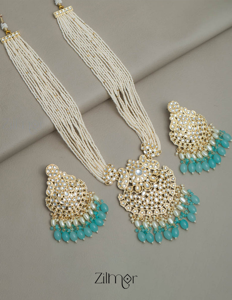 Kundan Pendant Pearl Necklace Earring Set (color option) - FS100139 1-Zilmor
