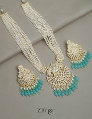 Kundan Pendant Pearl Necklace Earring Set (color option) - FS100139