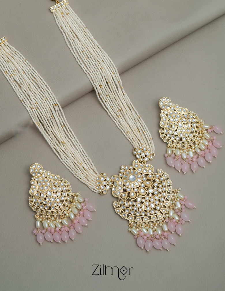 Kundan Pendant Pearl Necklace Earring Set (color option) - FS100139 4-Zilmor