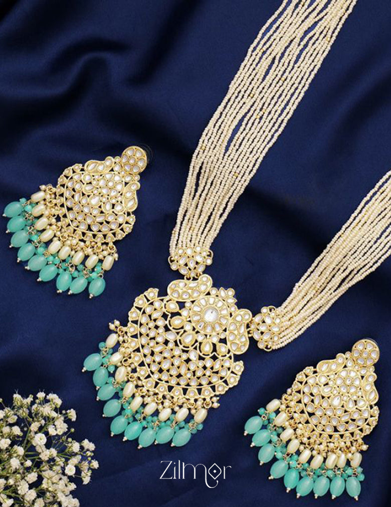 Kundan Pendant Pearl Necklace Earring Set (color option) - FS100139 3-Zilmor